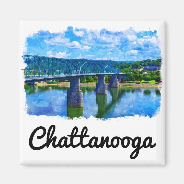 Chattanooga Tennessee Watercolor Magnet (Framsidan)