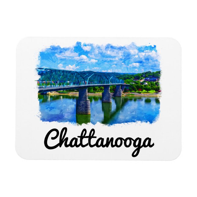 Chattanooga Tennessee Watercolor Magnet (Horisontell)