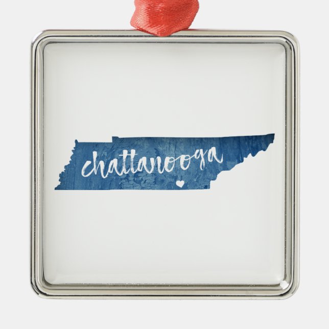 Chattanooga Tennessee Wood Grain Julgransprydnad Metall (Framsidan)