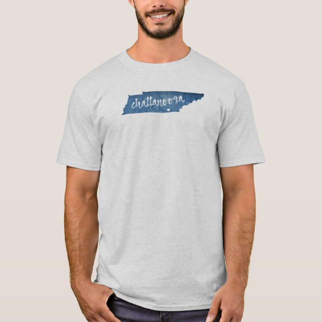 Chattanooga Tennessee Wood Grain T Shirt (Framsida)