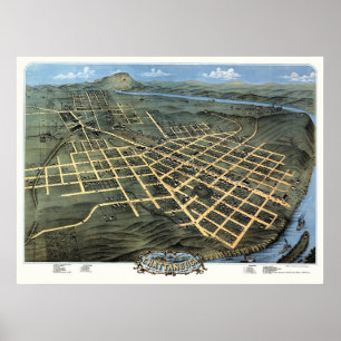 Chattanooga, TN Panoramic Karta - 1871 Poster