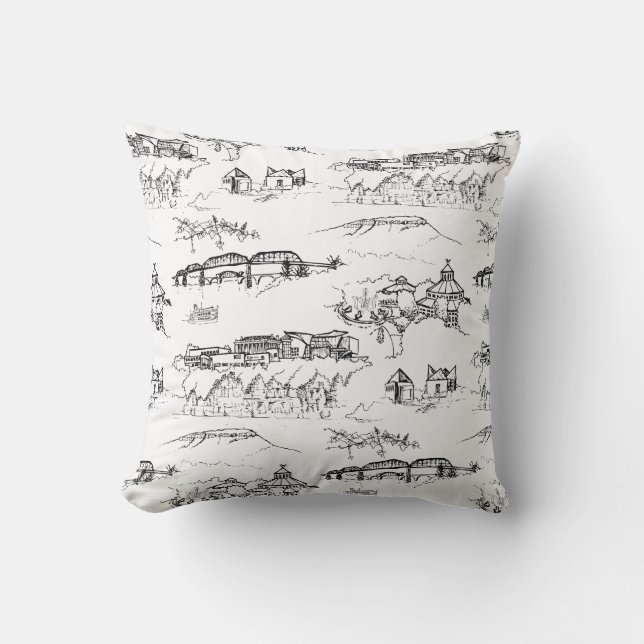 Chattanooga Toile Black and White Kudde (Framsida)