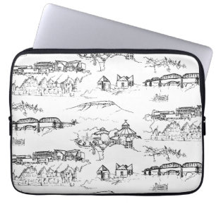 Chattanooga Toile Black and White Laptop Fodral