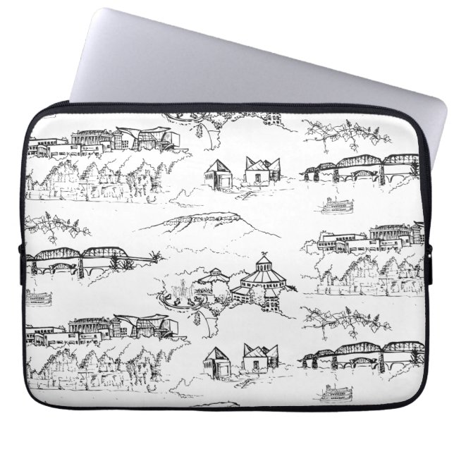 Chattanooga Toile Black and White Laptop Fodral (Framsidan)