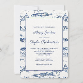 Chattanooga Toile Navy and White Inbjudningar