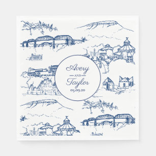 Chattanooga Toile Navy and White Möhippa Pappersservett