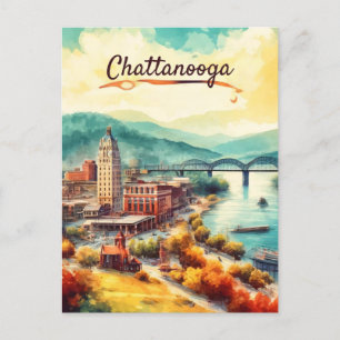 Chattanooga Walnut Street Bridge Watercolor Vykort
