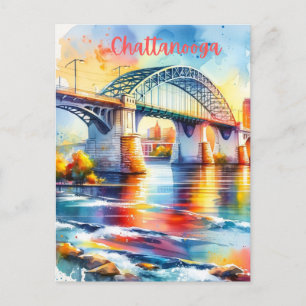 Chattanooga Walnut Street Bridge Watercolor Vykort