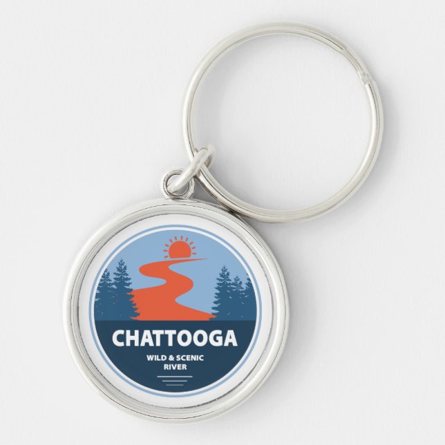 Chattooga-Vilden och floden Scene Rund Silverfärgad Nyckelring (Framsidan)