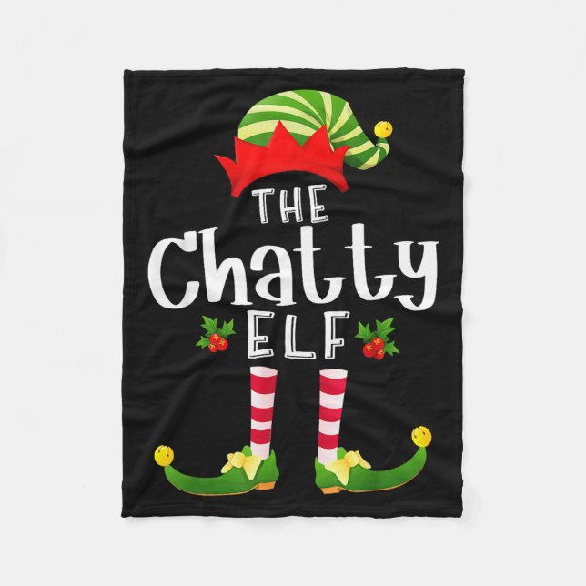 Chatty Christmas Elf Matching Pajama X-mas Party  Fleecefilt (Framsidan)