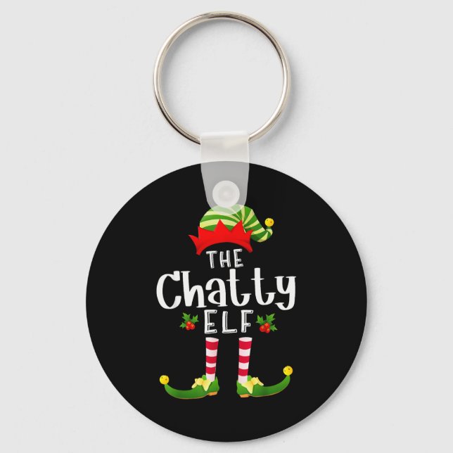 Chatty Christmas Elf Matching Pajama X-mas Party  Nyckelring (Framsida)