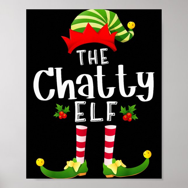 Chatty Christmas Elf Matching Pajama X-mas Party  Poster (Framsidan)