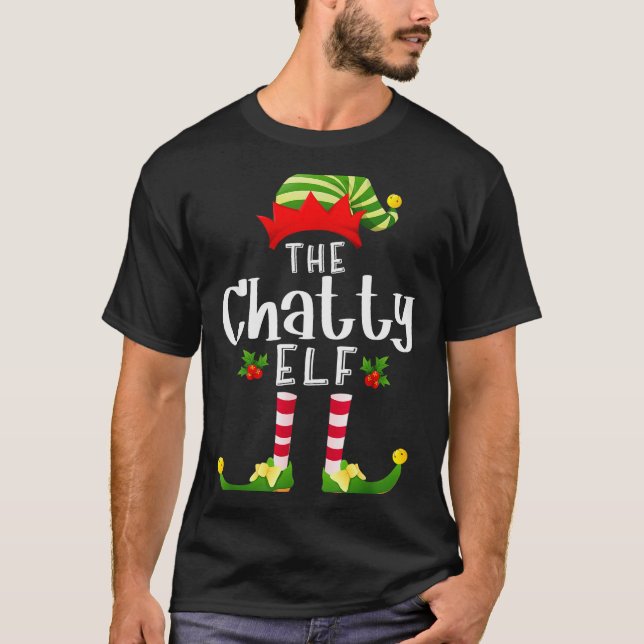Chatty Christmas Elf Matching Pajama X-mas Party  T Shirt (Framsida)