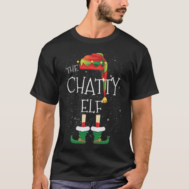CHATTY Elf-familjen - matchande julgrupp lustigt T Shirt (Framsida)