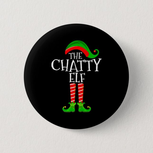 Chatty Elf Funny Matching Family Group Christmas P Knapp (Framsida)