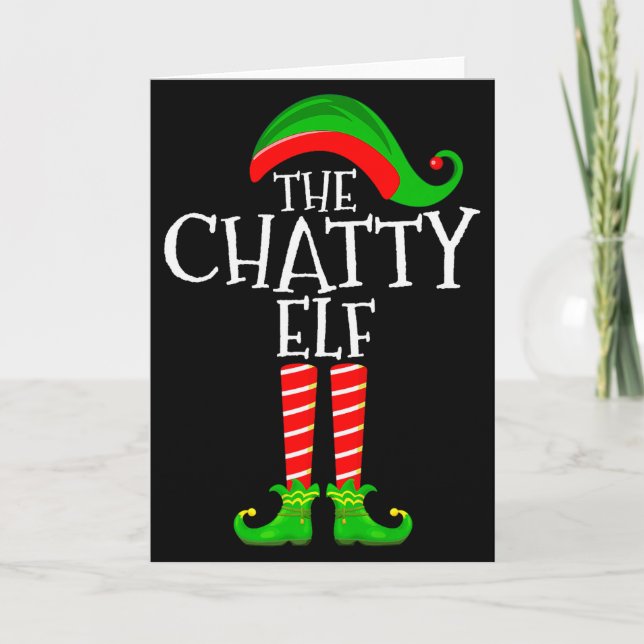 Chatty Elf Funny Matching Family Group Christmas P Kort (Framsida)