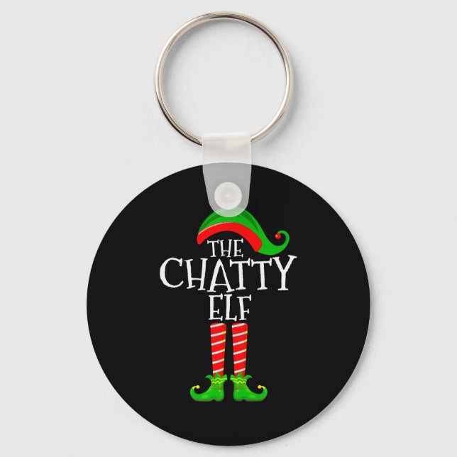 Chatty Elf Funny Matching Family Group Christmas P Nyckelring (Framsida)