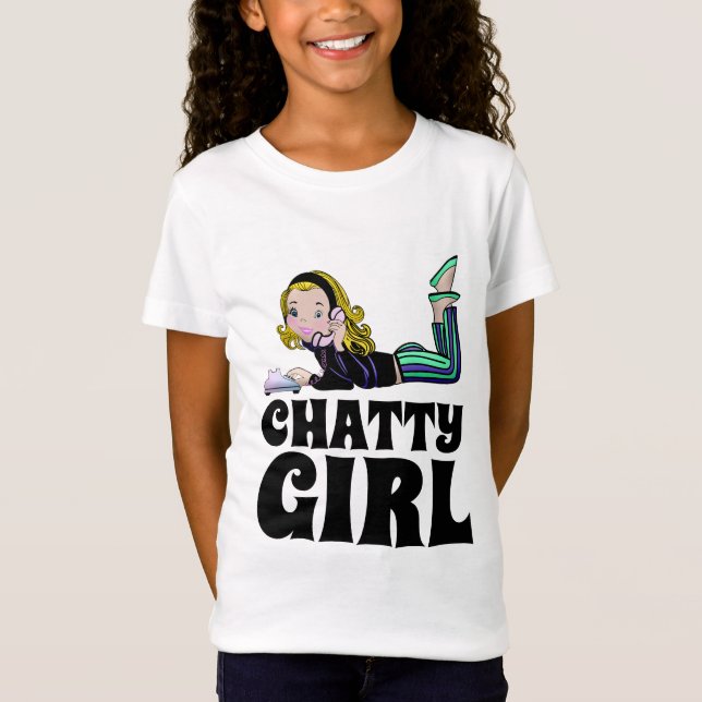 CHATTY MOBIL GIRL RETRO KIDS GIRLS T-SHIRTS (Framsida)