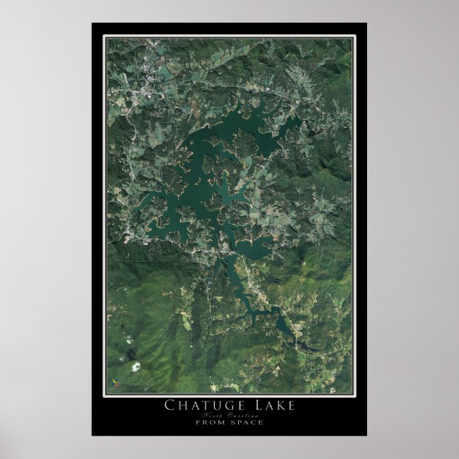 Chatuge Sjö North Carolina-Georgia Satellite Karta Poster (Framsidan)