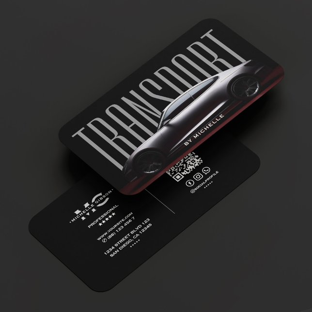 Chaufeur Modern Black Grått Visitkort (Car Driver Transport Chauffeur Modern Black Grey Business Card
)