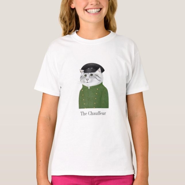 CHAUFFEUR CAT Girls' Basic T-Shirt (Framsida)