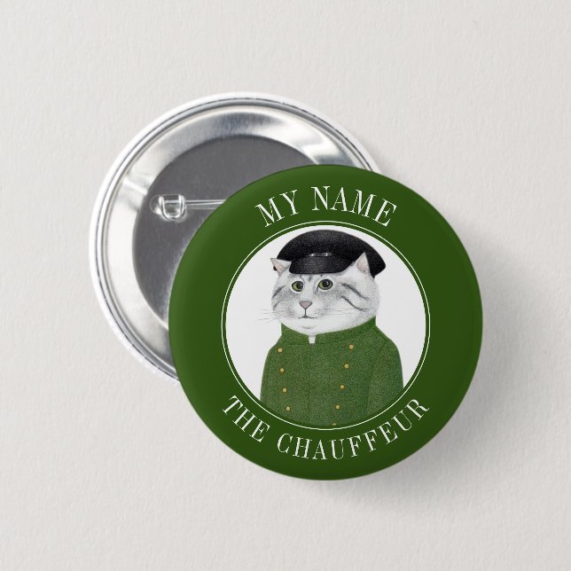 CHAUFFEUR CAT Namn bricka Badge Pin-knapp Knapp (Framsida & baksida)