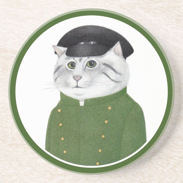 CHAUFFEUR CAT Round Sandstone Underlägg (Framsidan)