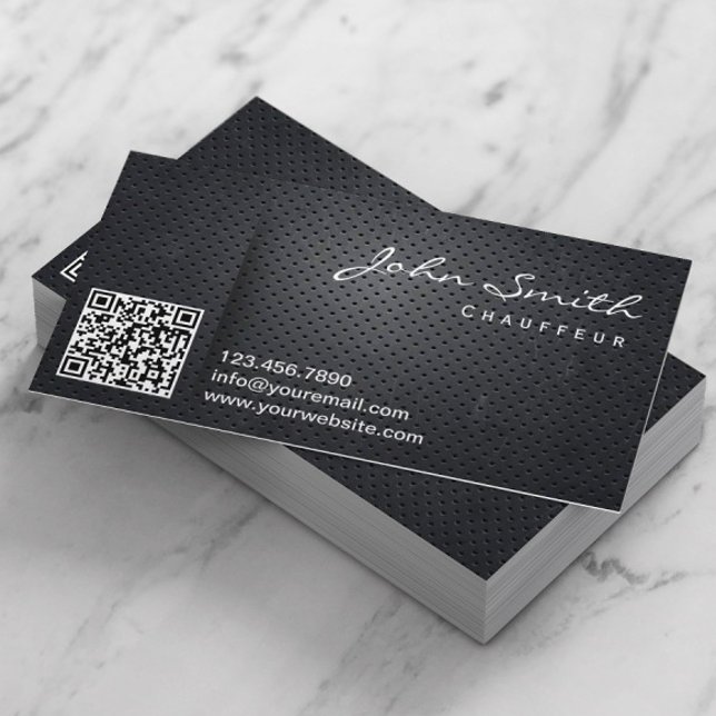 Chauffeur Driver Black Metall QR-kod Visitkort (Skapare uppladdad)