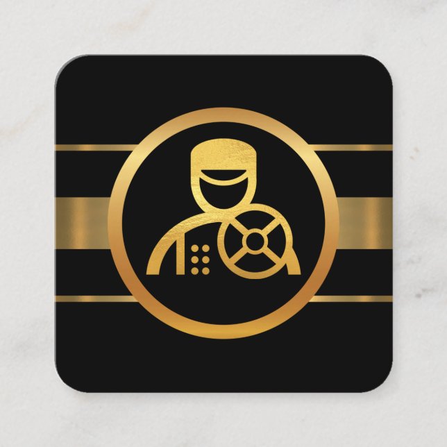 Chauffeur Driver Dynamic Guld Linjer Fyrkantigt Visitkort (Framsida)