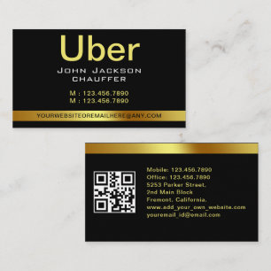 Chauffeur Gult rand QR CODE Taxi Visitkort
