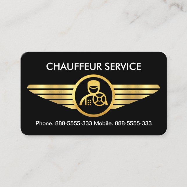 Chauffeur på Guld Vingar Visitkort (Framsida)