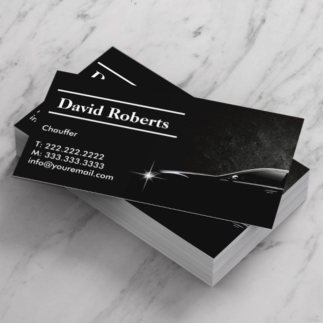 Chauffeur Taxi Driver Professionell Mörk  Visitkort (Skapare uppladdad)