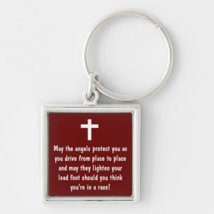 Chaufför bön som välsignar Keychain Fyrkantig Silverfärgad Nyckelring