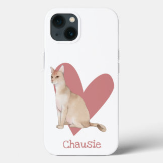 Chausie Cat Watercolor Kattunge Rosa Heart