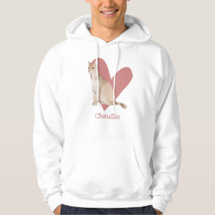 Chausie Cat Watercolor Kattunge Rosa Heart Hoodie