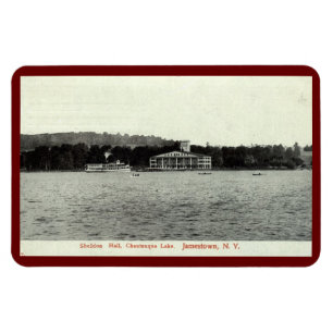 Chautauqua Sjö, Jamestown NY 1909 Vintage Postcar Magnet