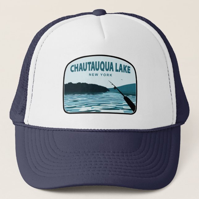 Chautauqua Sjö New York Fishing Rod Keps (Framsida)