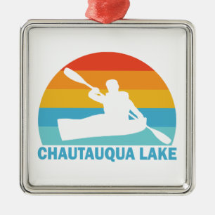 Chautauqua Sjö New York Kayak Julgransprydnad Metall