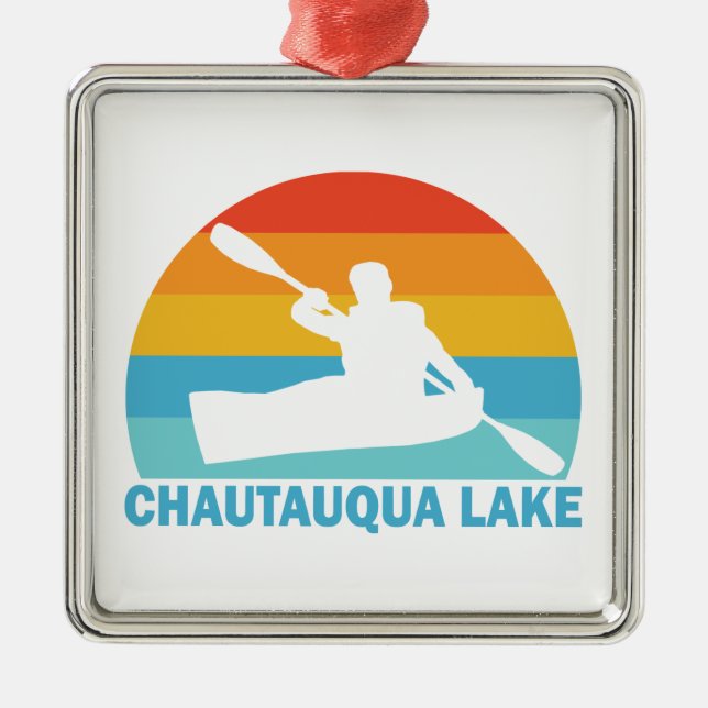 Chautauqua Sjö New York Kayak Julgransprydnad Metall (Framsidan)