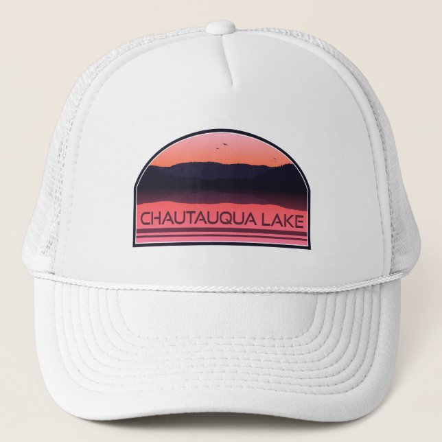 Chautauqua Sjö New York Red Sunrise Keps (Framsida)