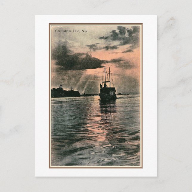 Chautauqua Sjö, New York, Vintage Vykort (Framsida)