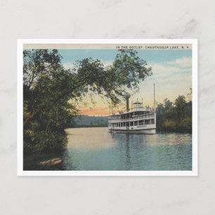 Chautauqua Sjö NY, Steamer in the Outlet 1930 Vykort