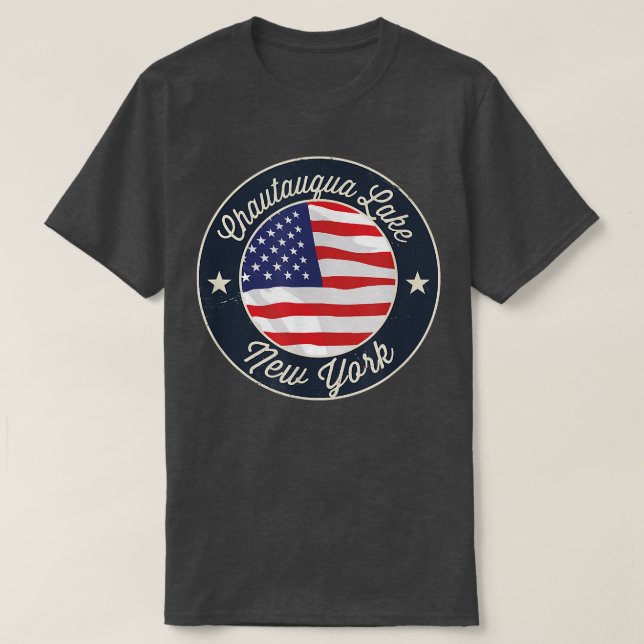 Chautauqua Sjö - Patriotic New York Souvenir T-Sh T Shirt (Design framsida)