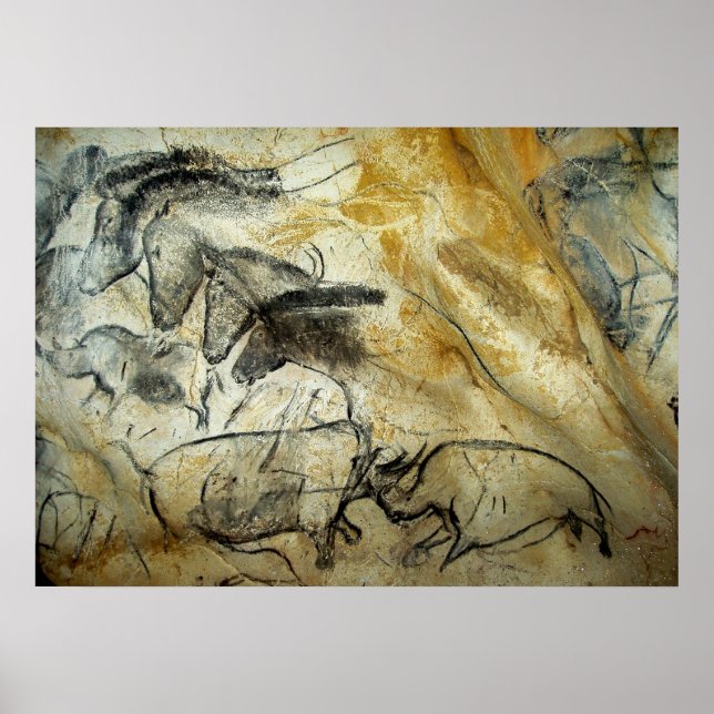Chauvet Cave Horses and other Wildlife Painting Poster (Framsidan)