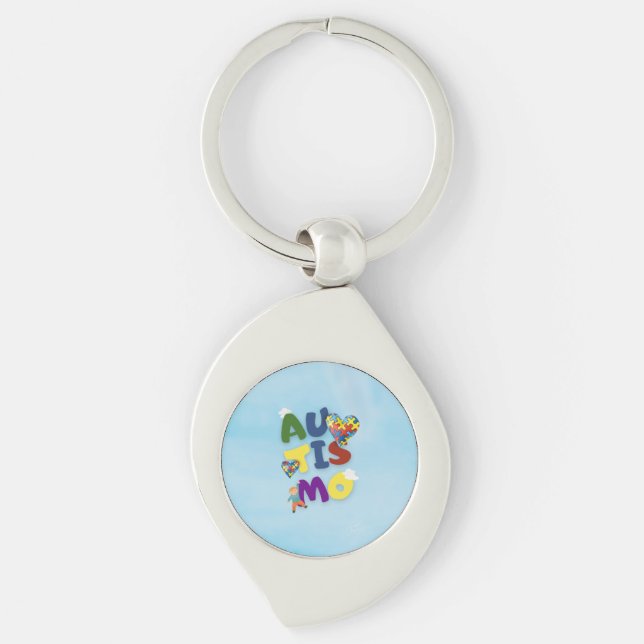 Chaveiro Autismo Swirl Silverfärgad Nyckelring (Framsidan)
