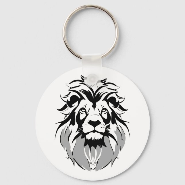 Chaveiro Círculo de Metal com rosto de leão 5,08cm Nyckelring (Framsida)
