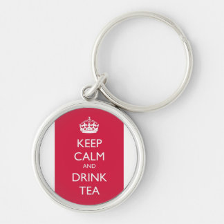 Chaveiro keep calm and drink tea rosa rund silverfärgad nyckelring