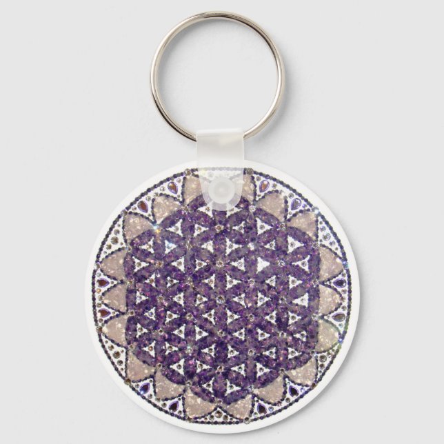 Chaveiro Mandala Flor da Vida Ametista Nyckelring (Framsida)