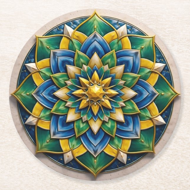 Chaveiro Mandala Luxo - 01 Underlägg Papper Rund (Framsidan)