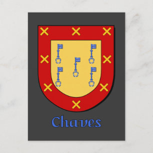 Chaves Family Heraldic Shield Vykort